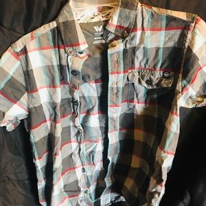 Boys short sleeve button down skater shirt
